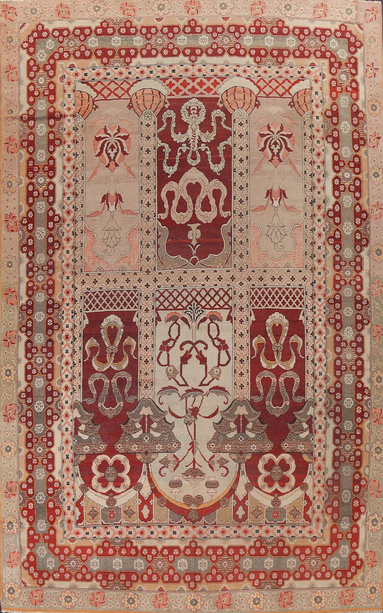 Pre-1900 Antique Vegetable Dye Agra Rug 10x14