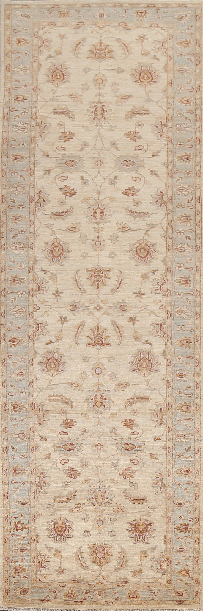 Vegetable Dye Chobi Peshawar Wool Runner Rug 3x10
