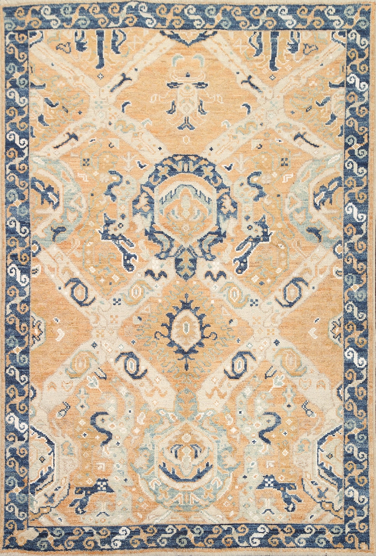 Vegetable Dye Oushak Turkish Area Rug 5x6