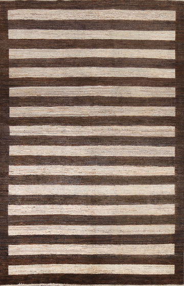 Striped Gabbeh Kashkoli Oriental Area Rug 6x9