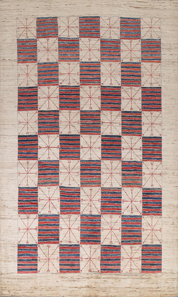 Checkered Gabbeh Kashkoli Oriental Area Rug 6x9