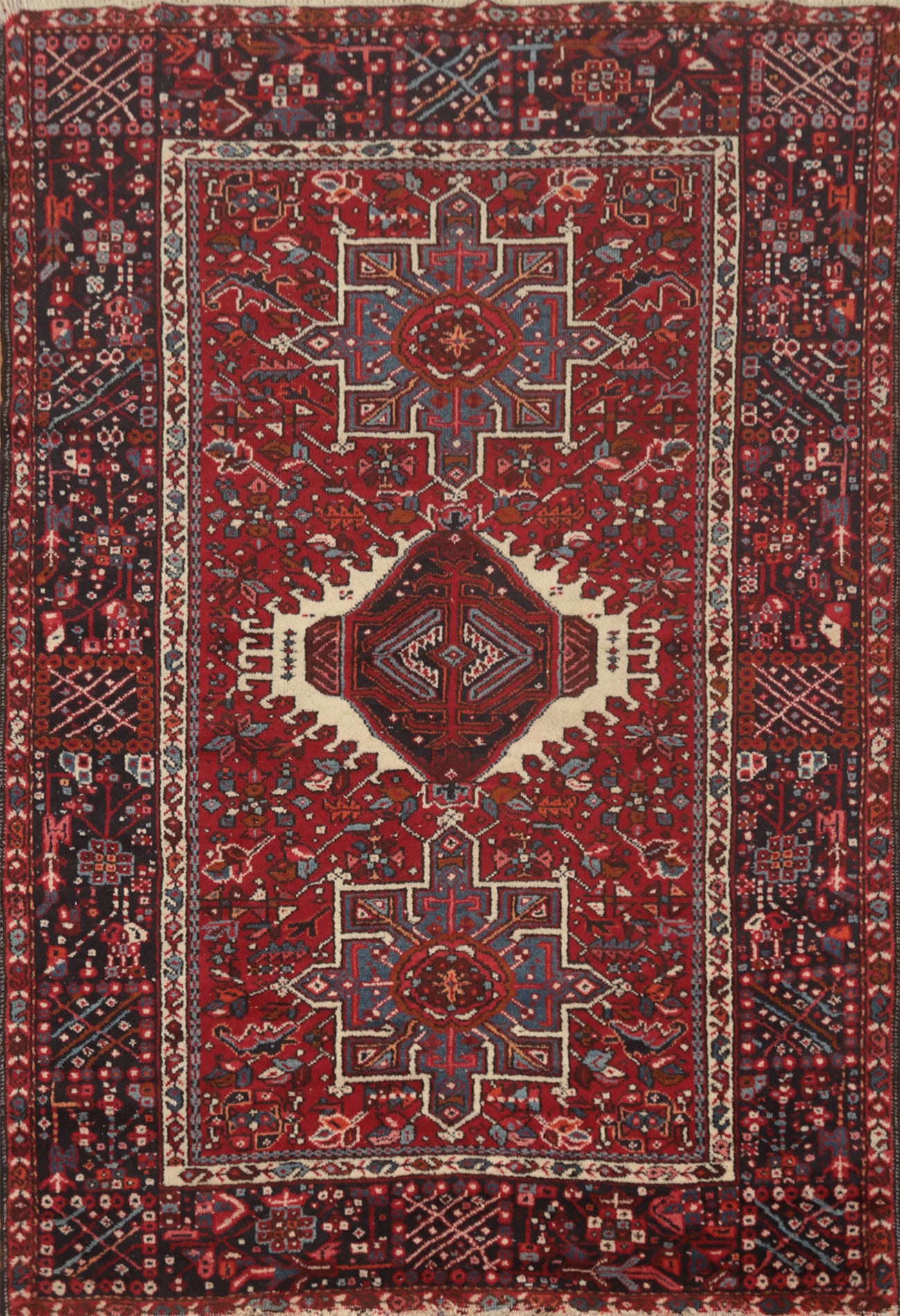 Tribal Geometric Red Gharajeh Persian Area Rug 5x6