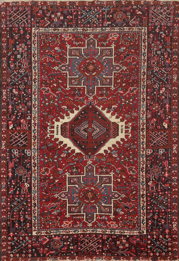 Tribal Geometric Red Gharajeh Persian Area Rug 5x6