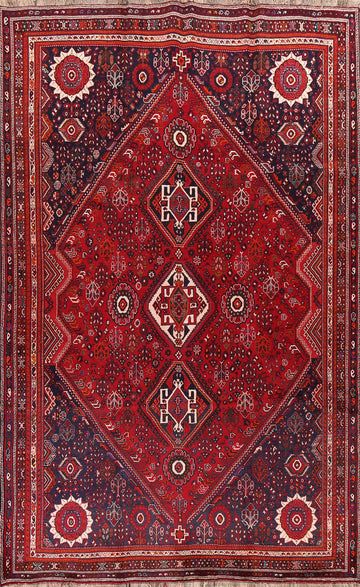 Vintage Tribal Red Shiraz Persian Area Rug 7x11
