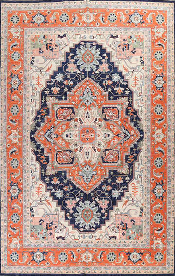 Vegetable Dye Wool Heriz Serapi Oriental Rug 10x14