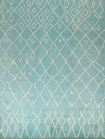 Vegetable Dye Turquoise Moroccan Handmade Rug 8x10