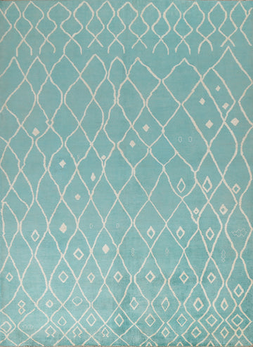 Turquoise Moroccan Vegetable Dye Area Rug 8x10