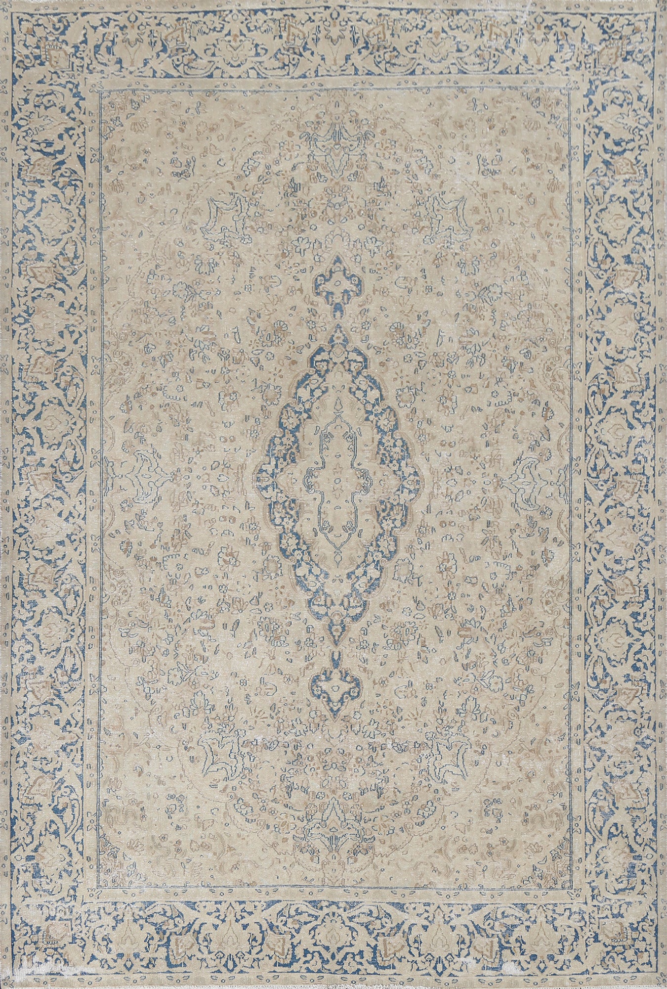 Vintage Distressed Kerman Persian Wool Rug 7x9