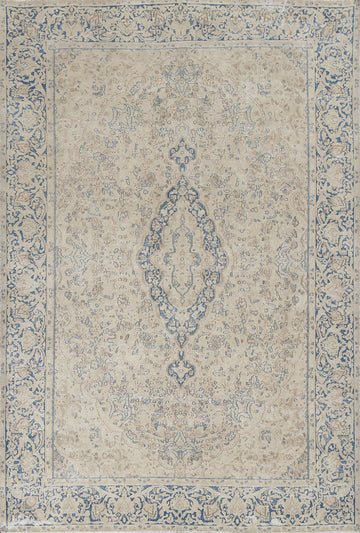 Vintage Distressed Kerman Persian Wool Rug 7x9