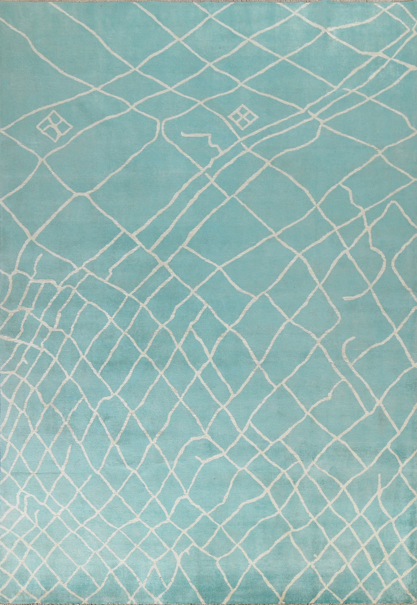 Turquoise Moroccan Vegetable Dye Wool Rug 8x10