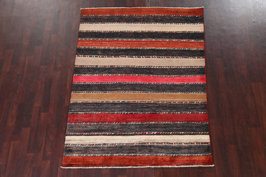 Striped Gabbeh Kashkoli Oriental Wool Rug 5x6