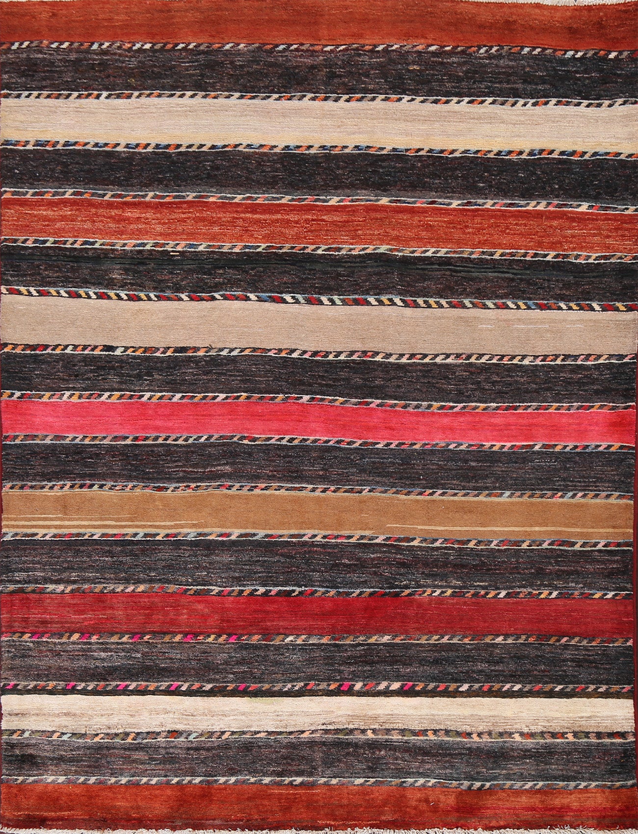 Striped Gabbeh Kashkoli Oriental Wool Rug 5x6