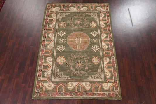 Green Gabbeh Kashkoli Oriental Handmade Rug 7x10