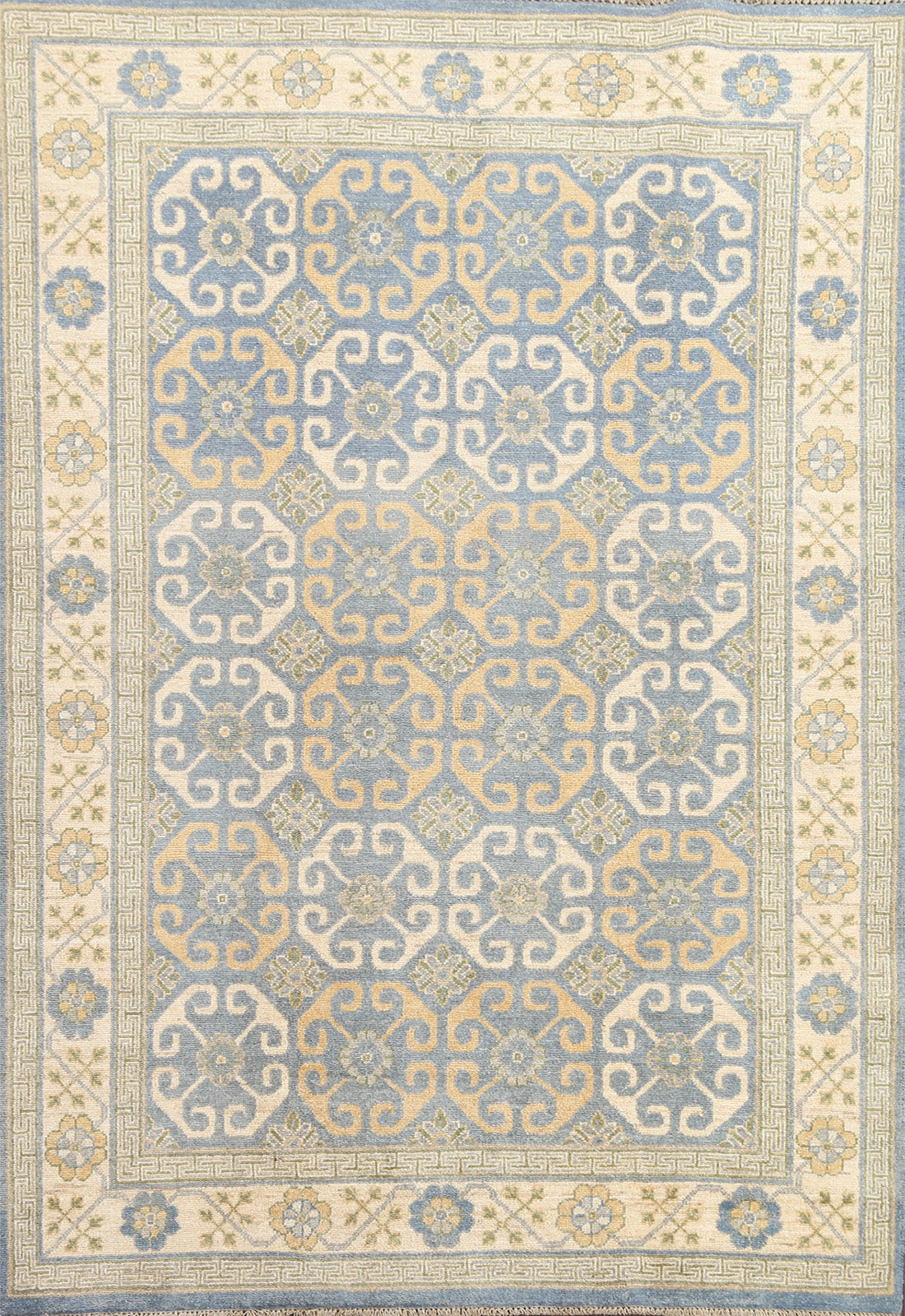 Vegetable Dye Geometric Khotan Oriental Rug 5x7
