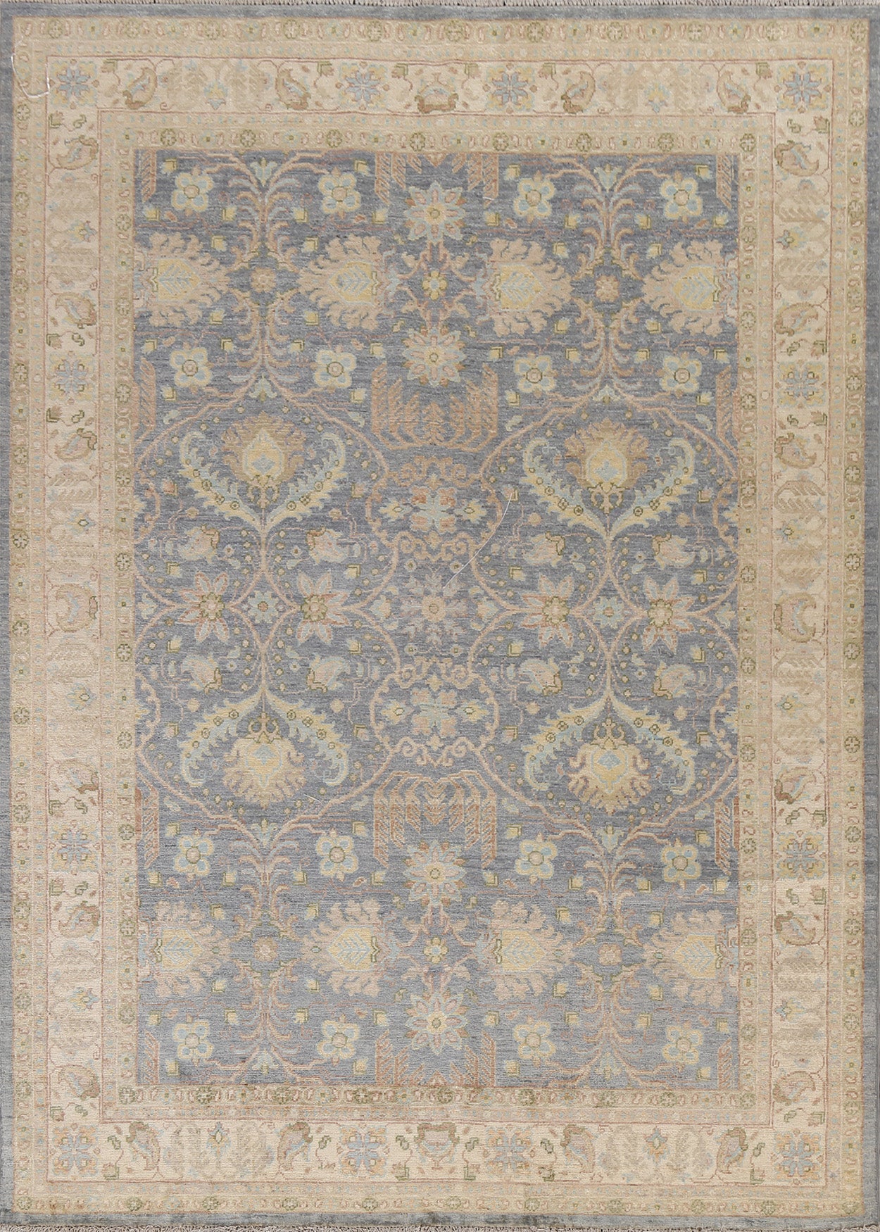 Vegetable Dye Oushak Oriental Hand-Knotted Rug 6x8