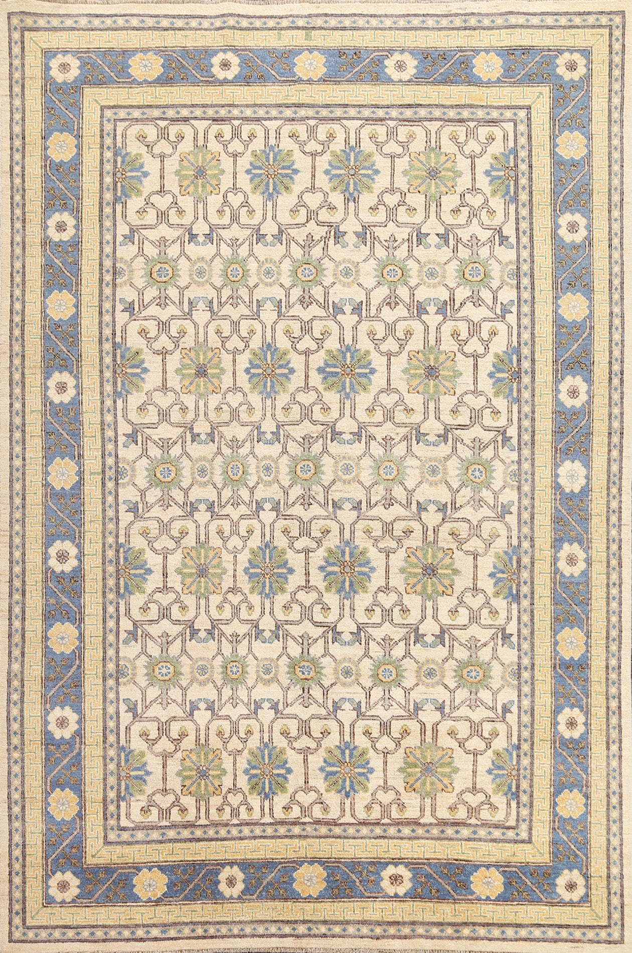 Vegetable Dye Wool Khotan Oriental Area Rug 6x9
