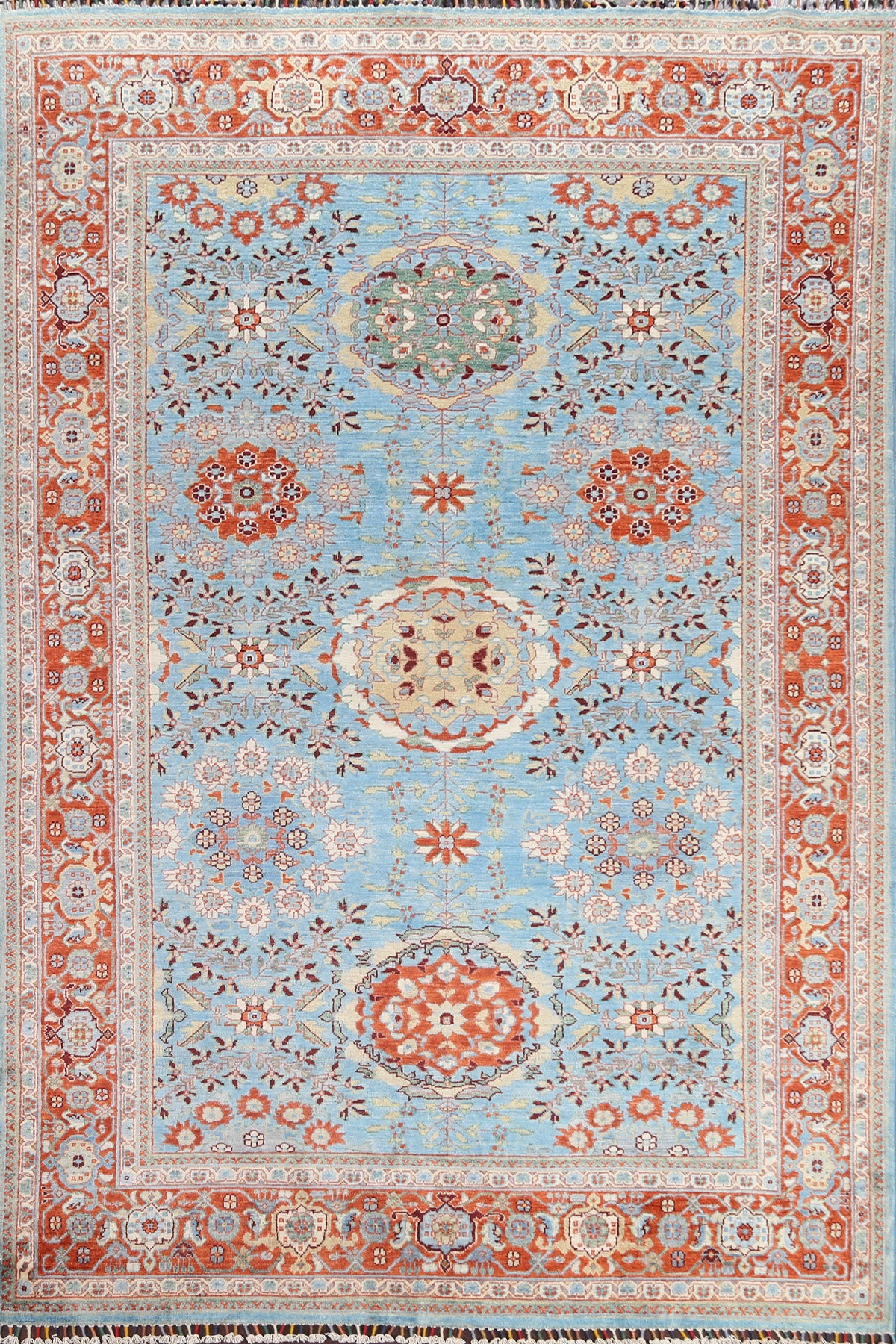 Vegetable Dye Light Blue Super Kazak Oriental Rug 6x9