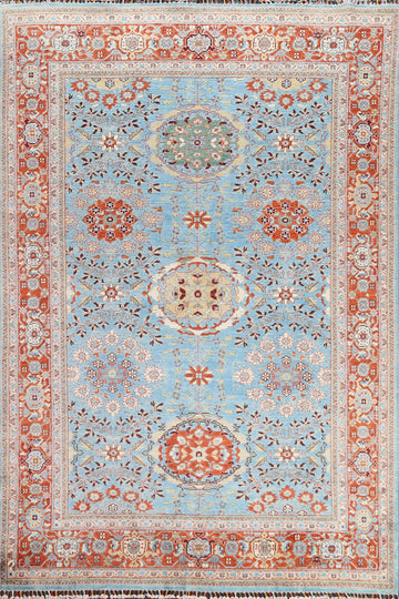 Vegetable Dye Light Blue Super Kazak Oriental Rug 6x9