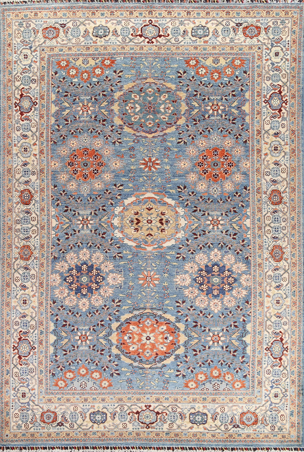 Vegetable Dye Ziegler Oriental Hand-Knotted Rug 6x9