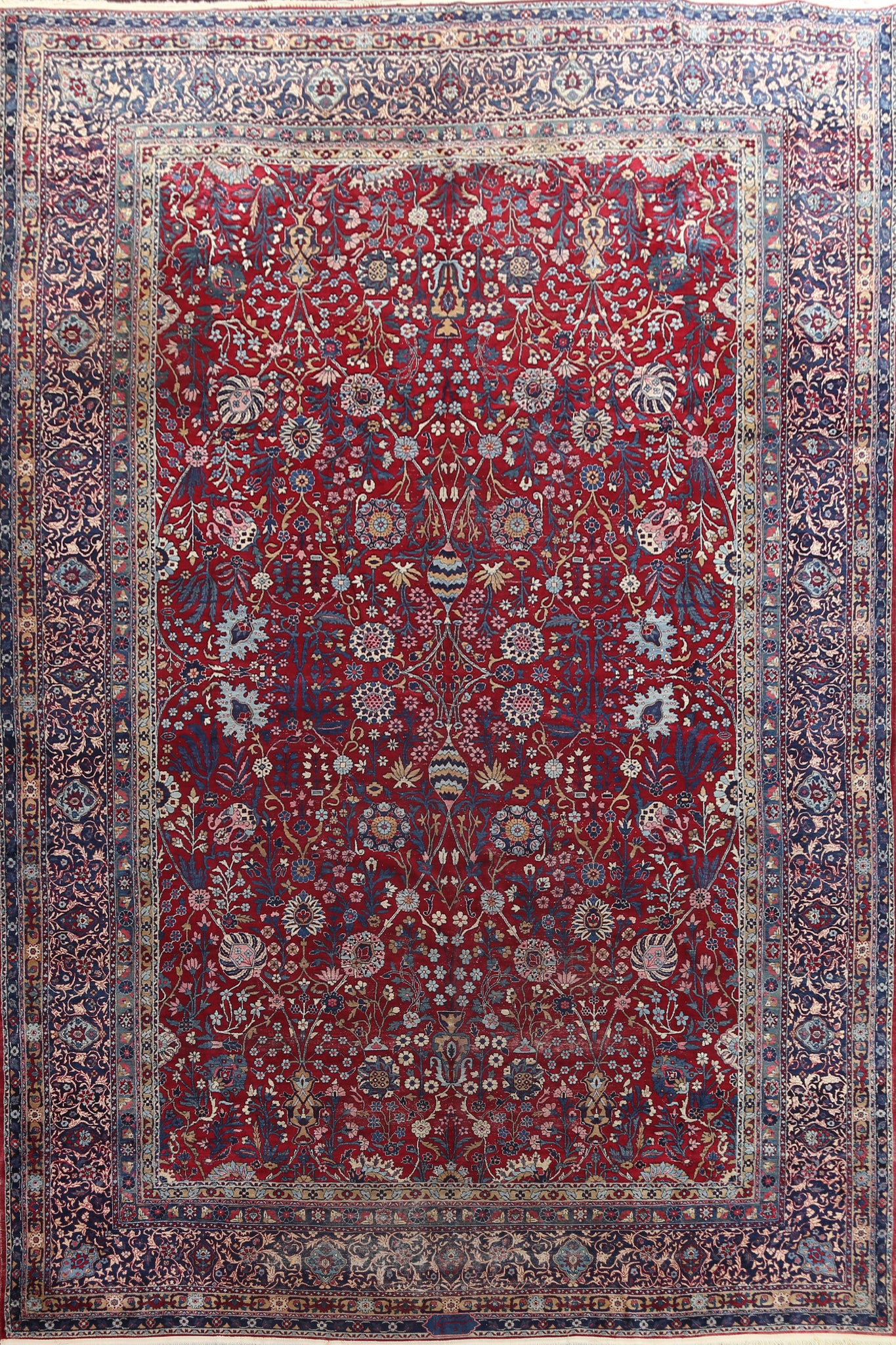 Antique Vegetable Dye Kerman Lavar Persian Rug 10x15