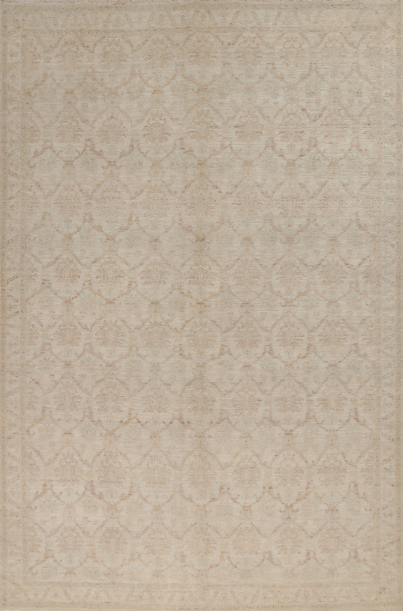 Vegetable Dye Oushak Oriental Hand-Knotted Rug 8x11