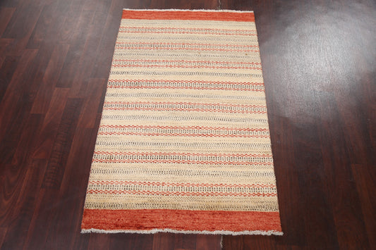 Hand-Knotted Gabbeh Kashkoli Oriental Wool Rug 3x4