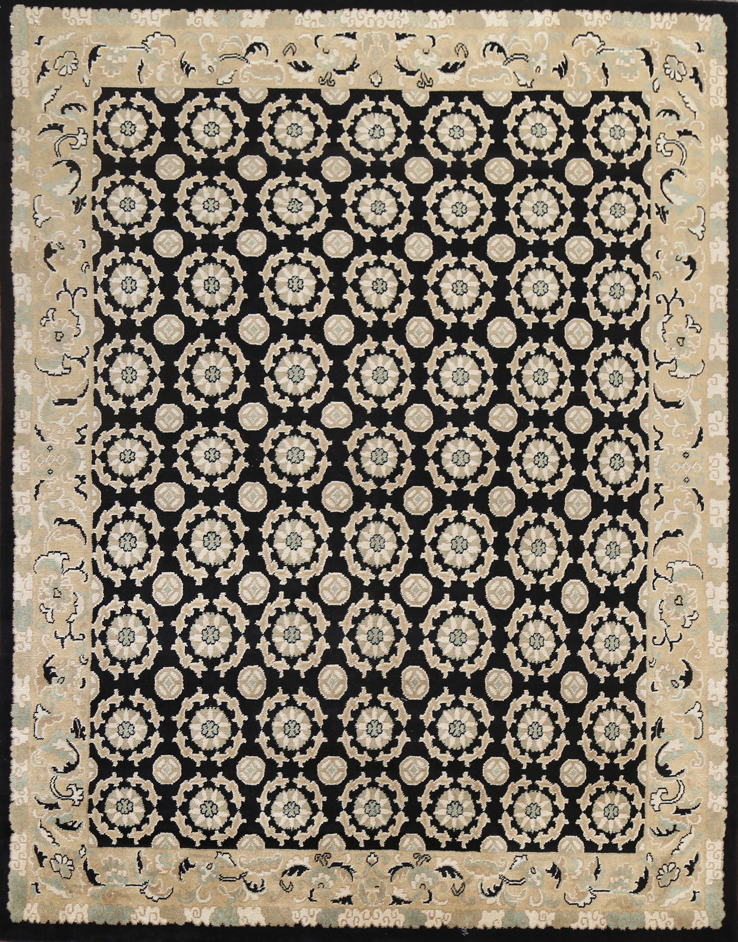 Vegetable Dye Black Nepalese Oriental Rug 8x10