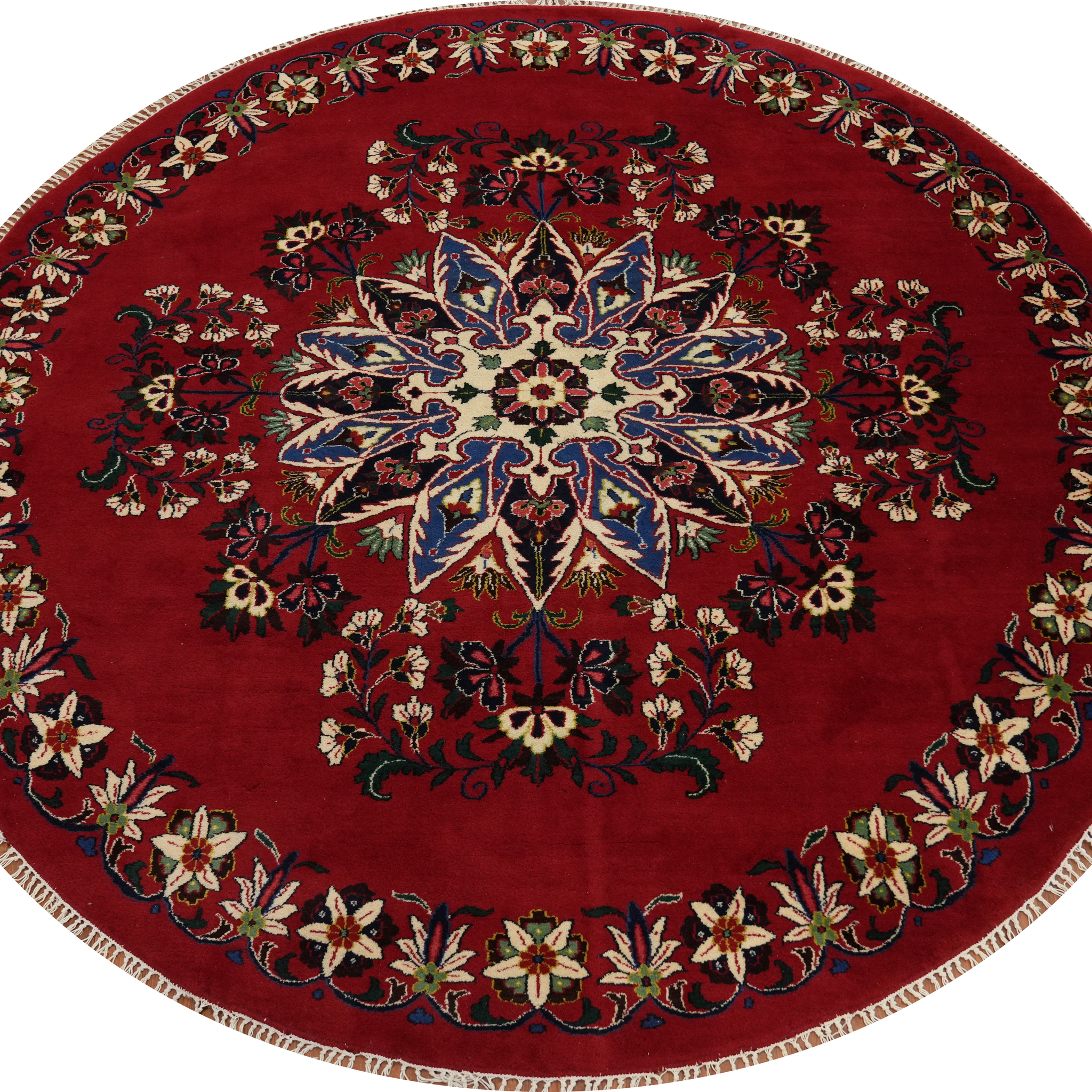 Handmade Red Tabriz Oriental Round Rug 8x8