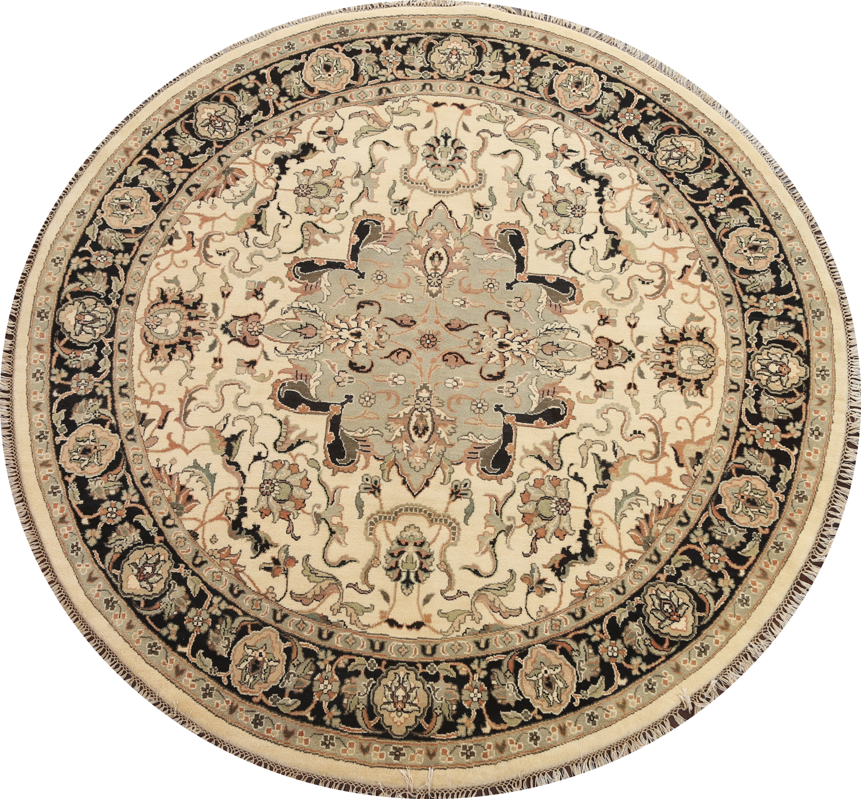 Round Handmade Agra Oriental Area Rug 8x8