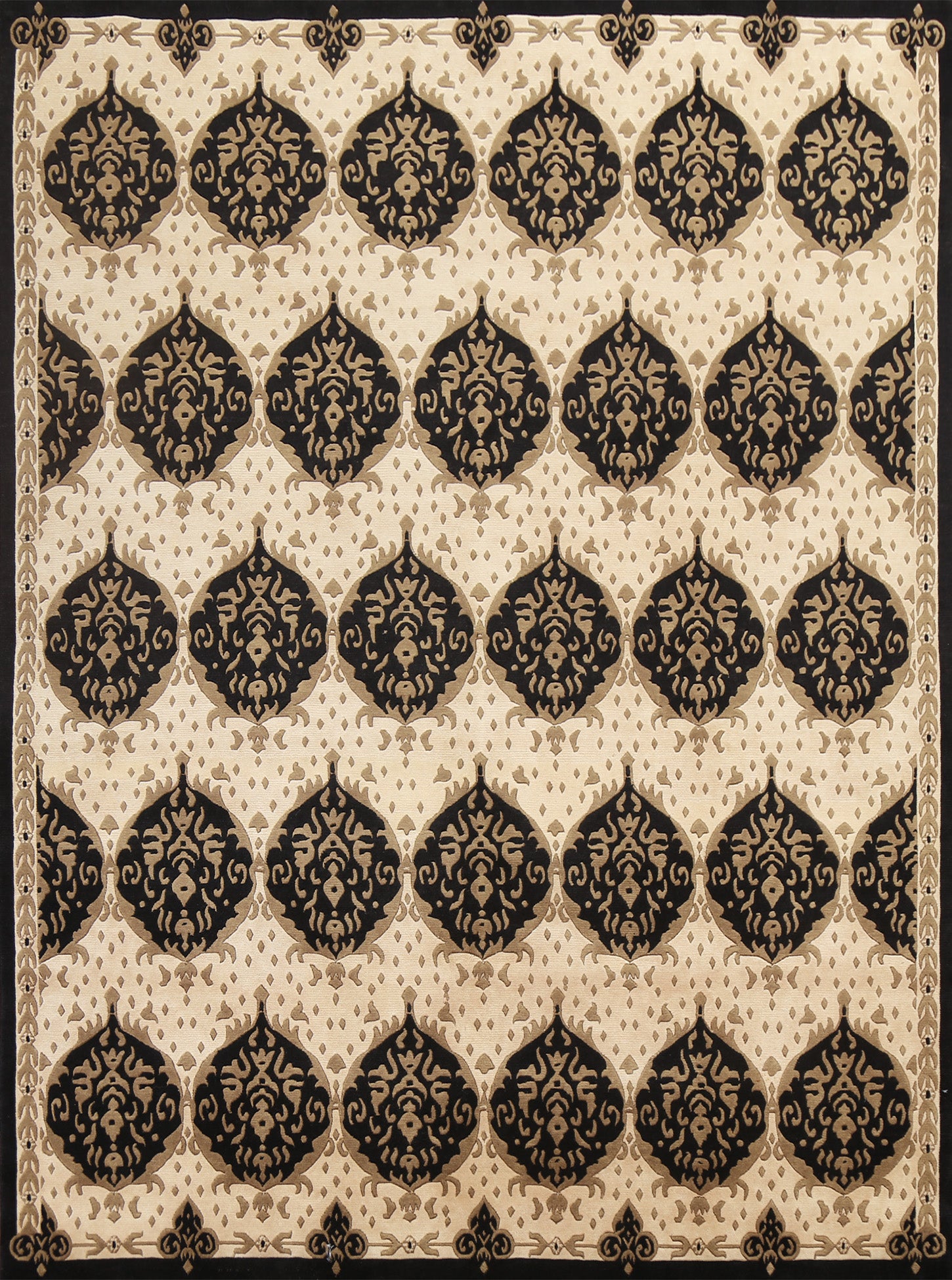 Vegetable Dye Black & Beige Nepalese Oriental Rug 8x10