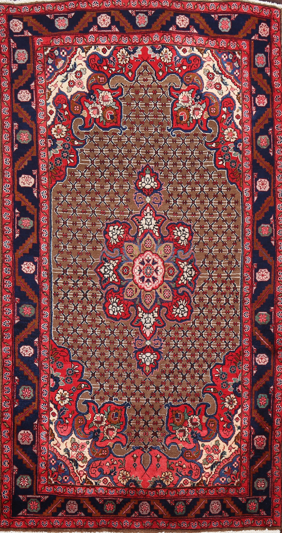Vintage Brown Koliaei Persian Area Rug 5x8