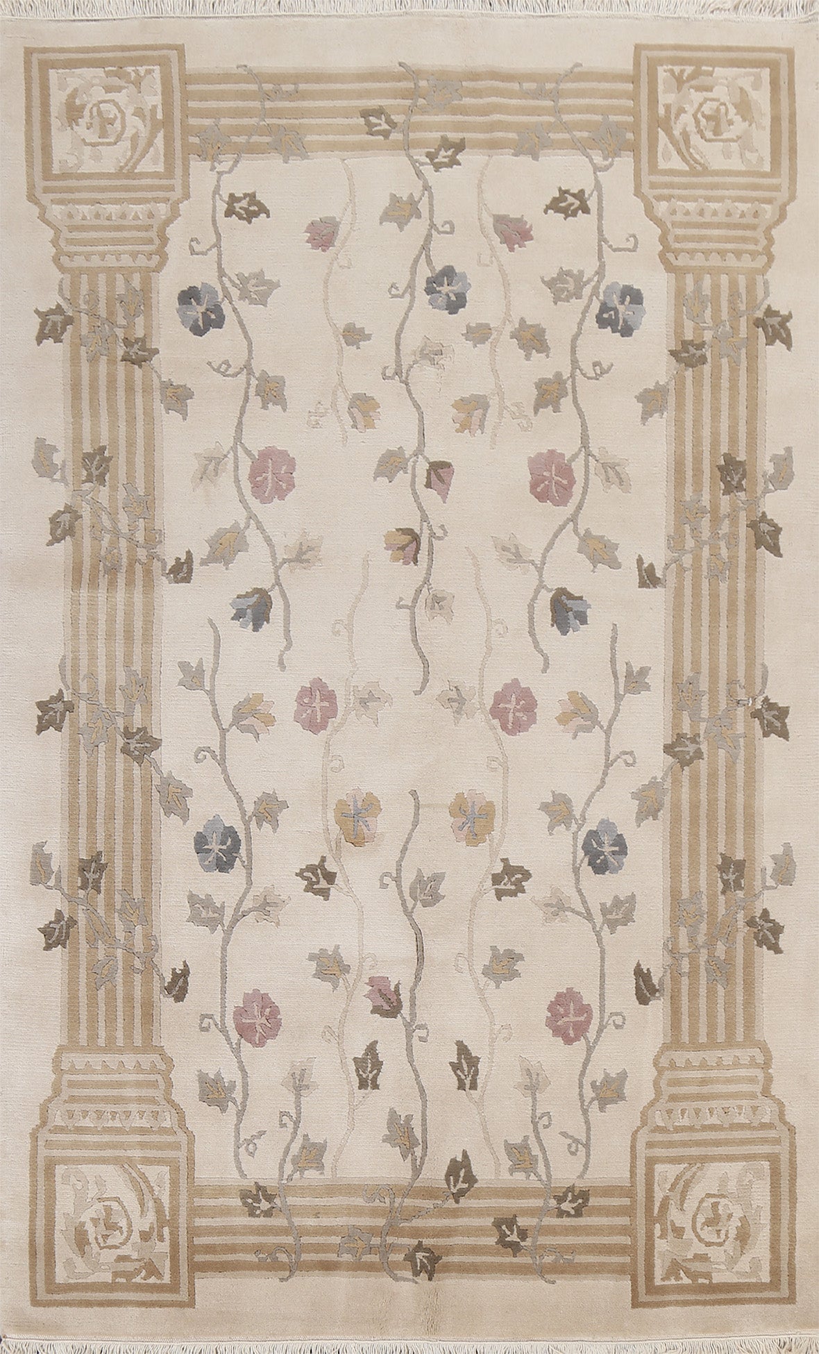 Vegetable Dye Floral Nepalese Oriental Wool Rug 6x9