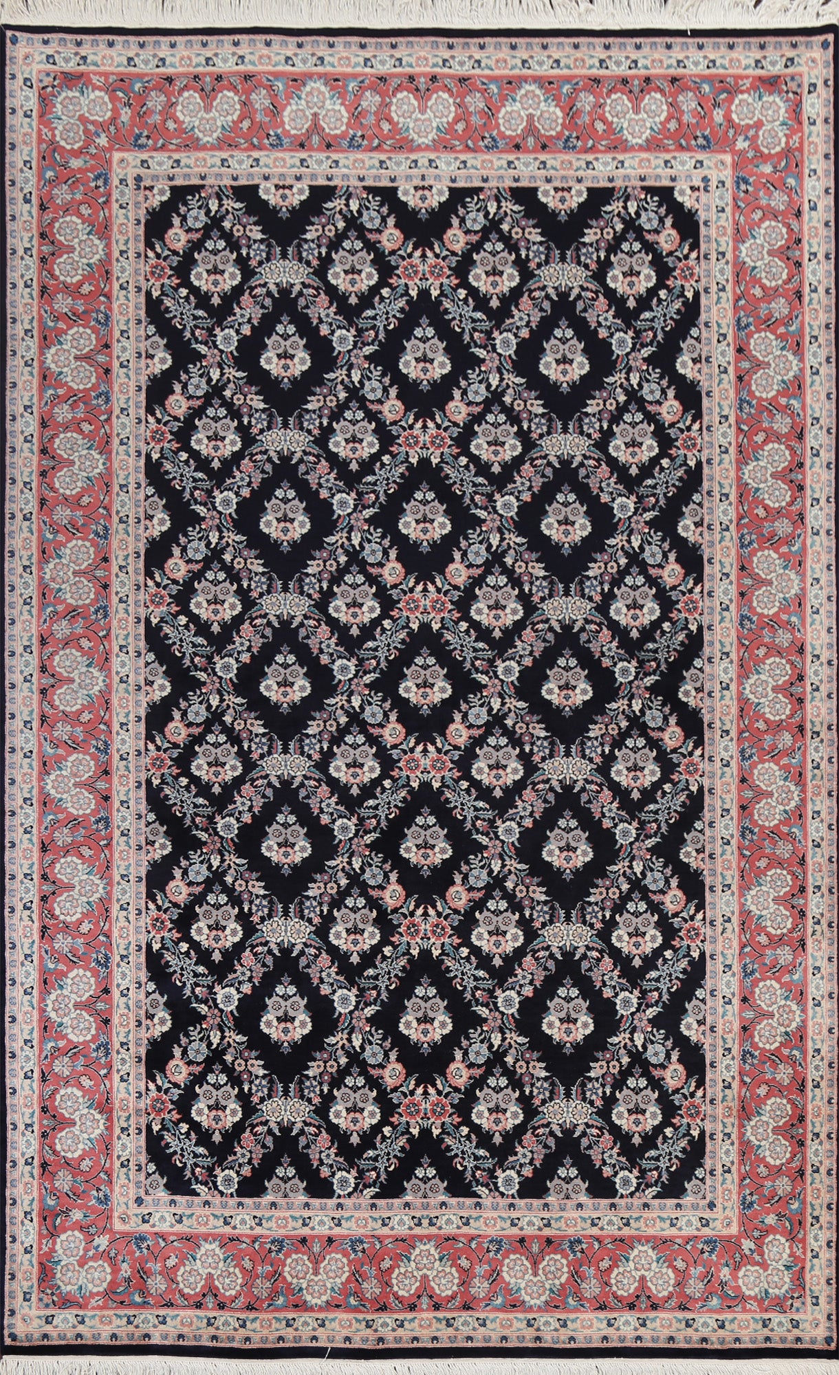 Vegetable Dye Navy Blue Kashan Persian Rug 6x9