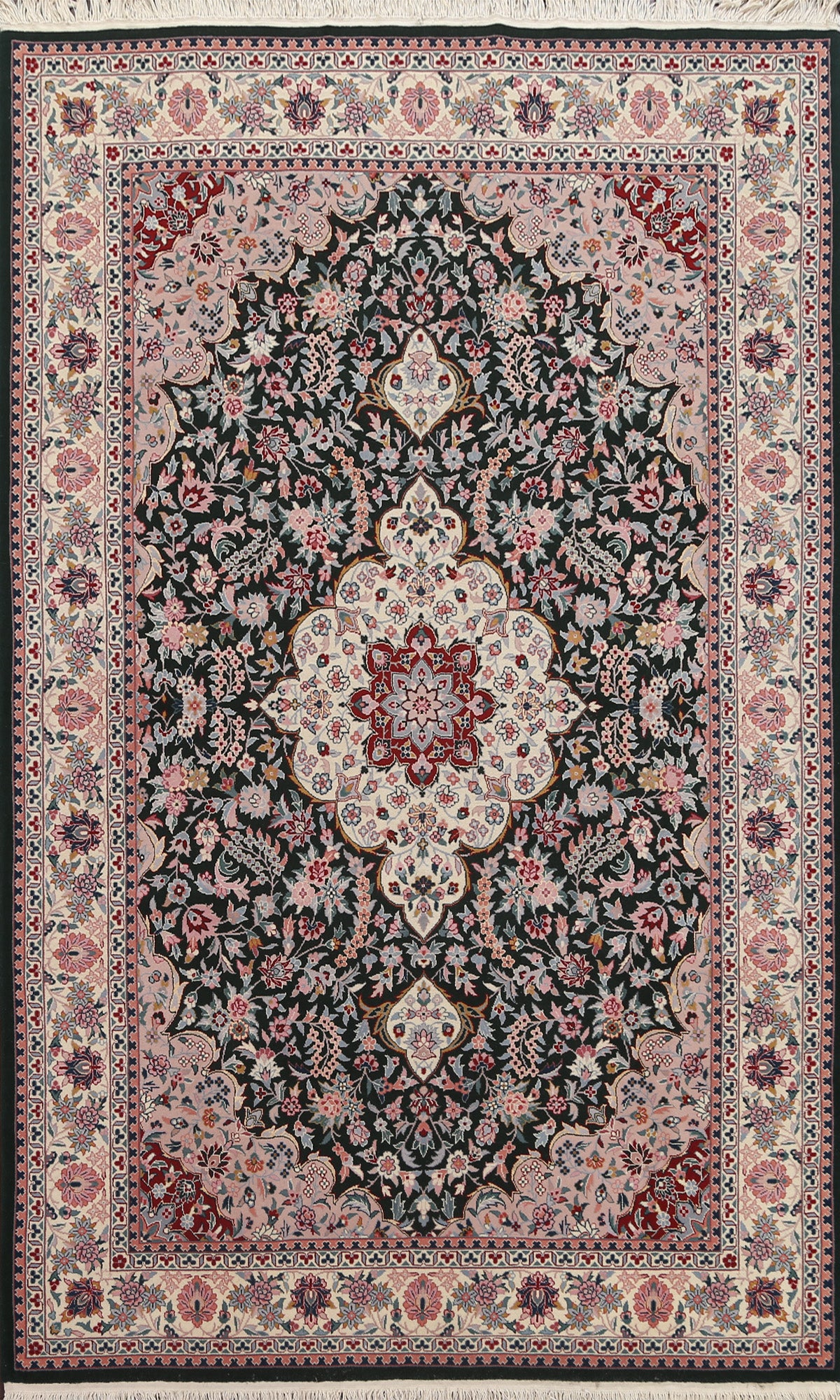Vegetable Dye Dark Green Aubusson Oriental Rug 6x9