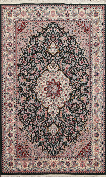Vegetable Dye Dark Green Aubusson Oriental Rug 6x9