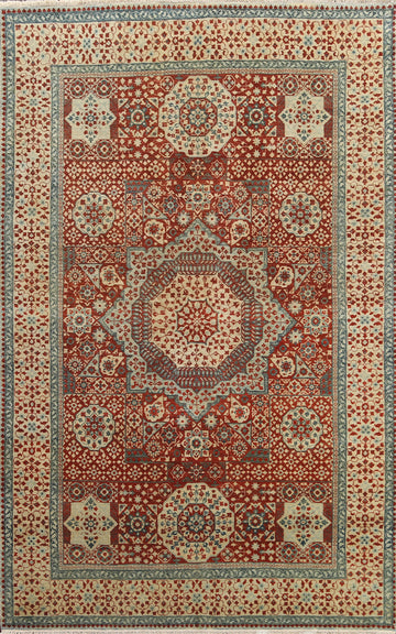 Vegetable Dye Mamluk Handmade Wool Rug 6x9