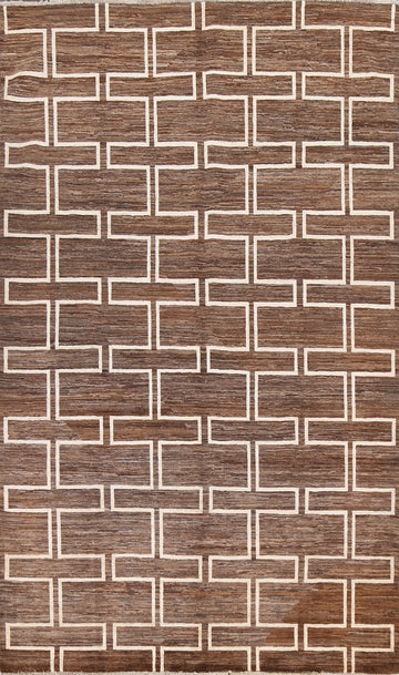 Brown Wool Gabbeh Persian Area Rug 6x9