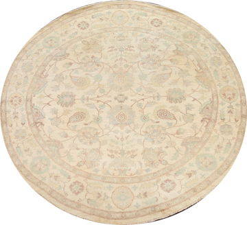 Vegetable Dye Chobi Peshawar Oriental Round Rug 8x8