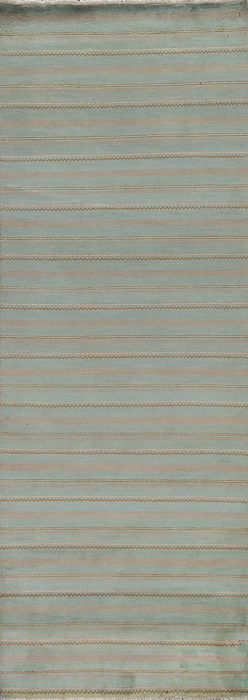 Striped Gabbeh Kashkoli Oriental Runner Rug 3x9
