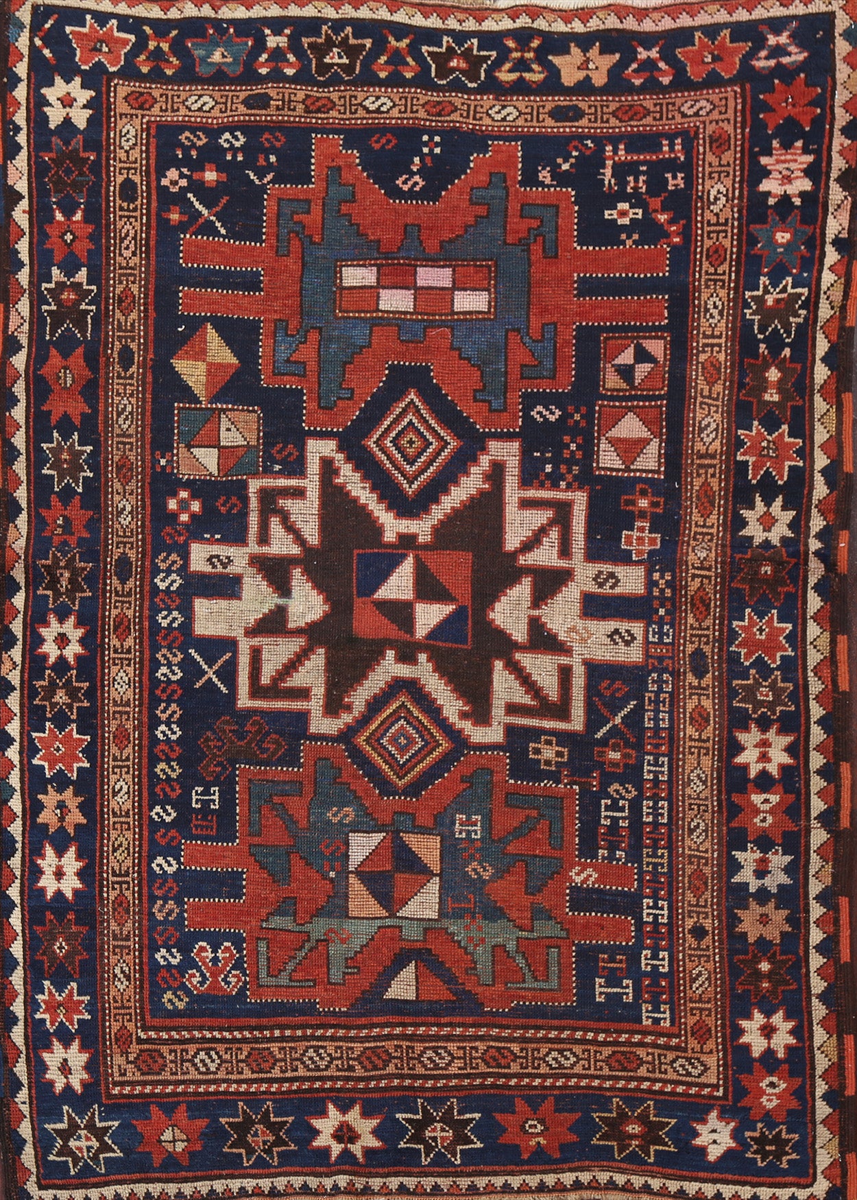 Pre-1900 Antique Vegetable Dye Shirvan Oriental Rug 4x5