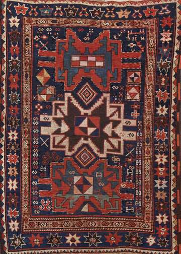 Pre-1900 Antique Vegetable Dye Shirvan Oriental Rug 4x5