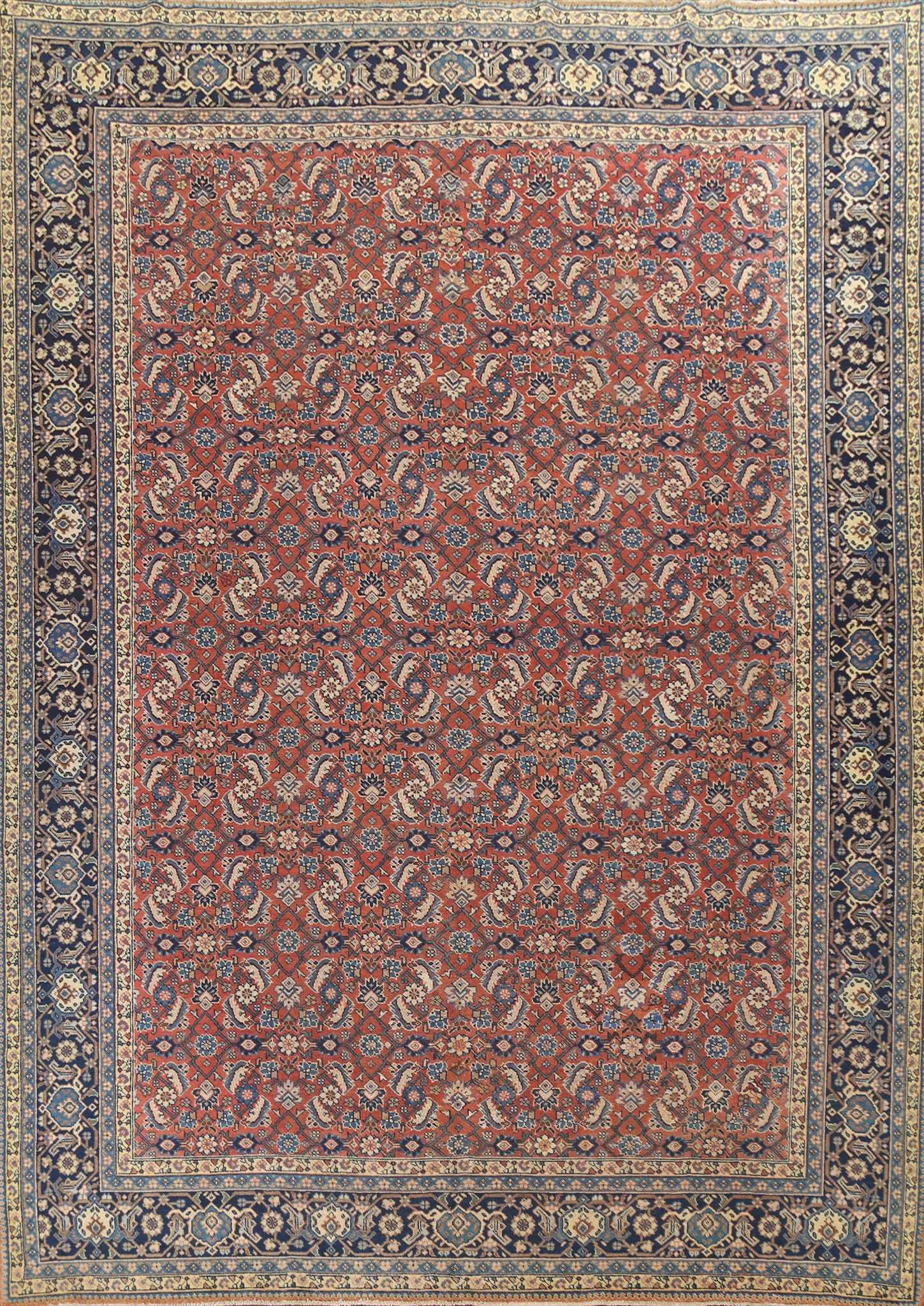 Pre-1900 Antique Vegetable Dye Sultanabad Persian Rug 9x12