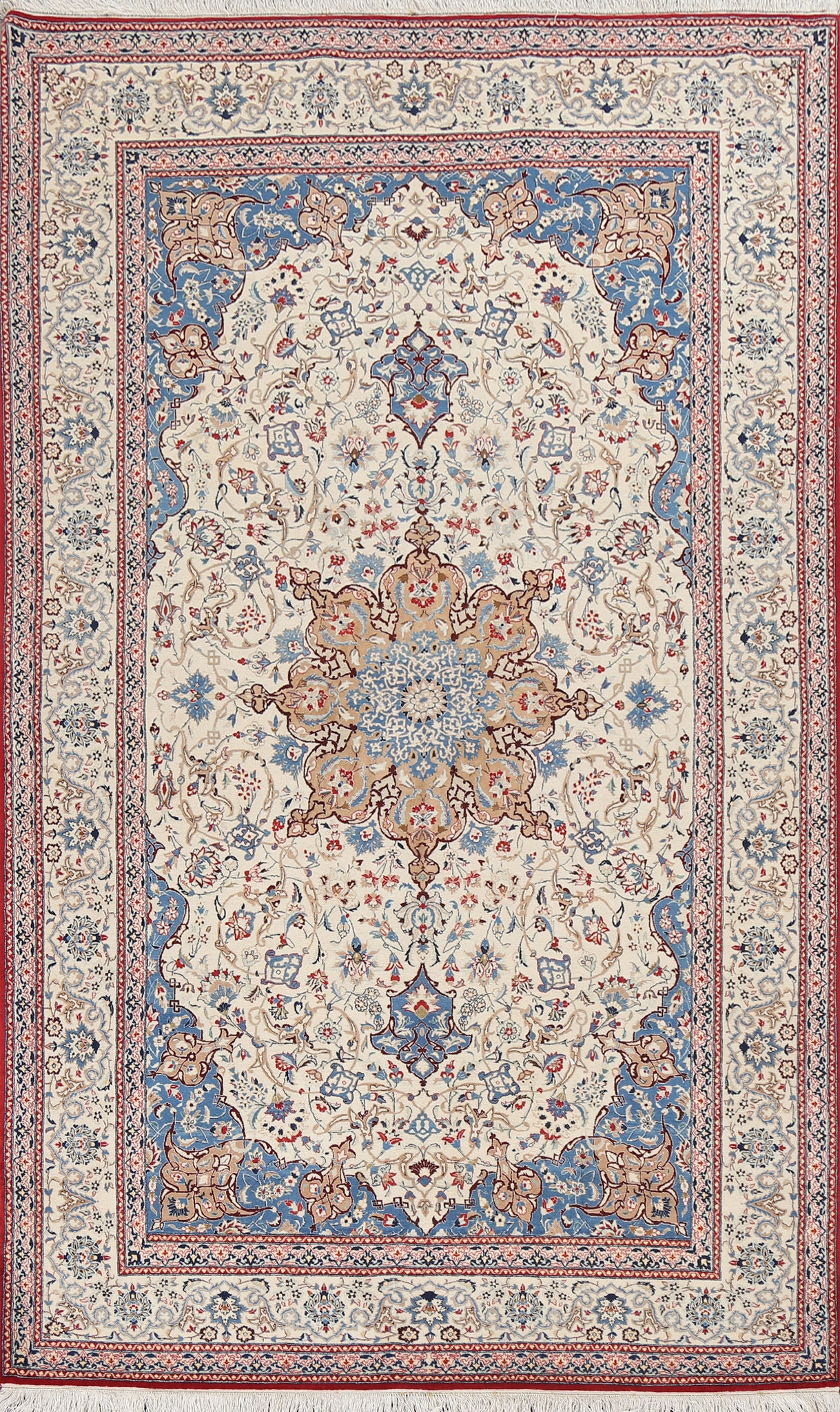 Vegetable Dye Nain Toodeshk Persian Area Rug 5x8