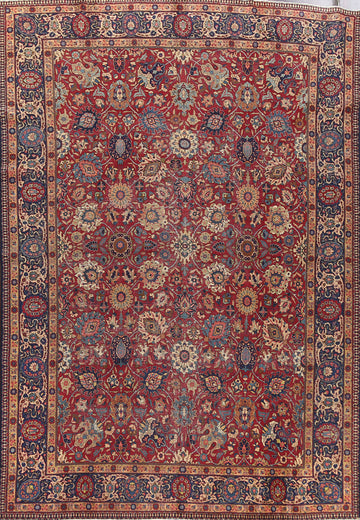 Pre-1900 Antique Vegetable Dye Tabriz Persian Area Rug 9x12