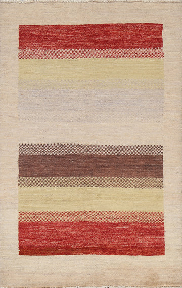 Striped Gabbeh Kashkoli Oriental Area Rug 4x6