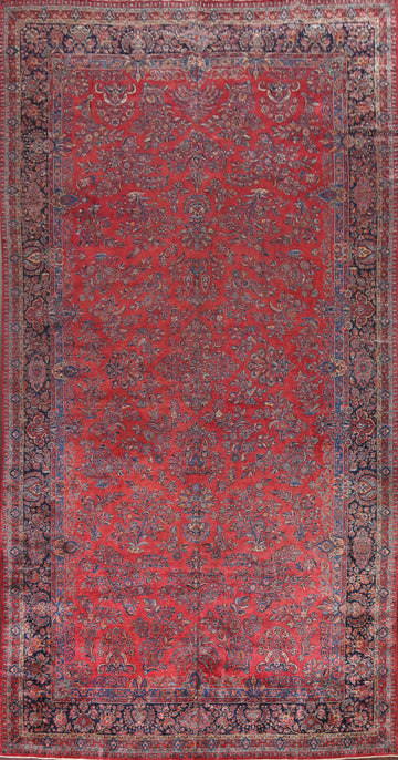 Pre-1900 Antique Vegetable Dye Kashan MANCHESTER Wool Persian Rug 11x20