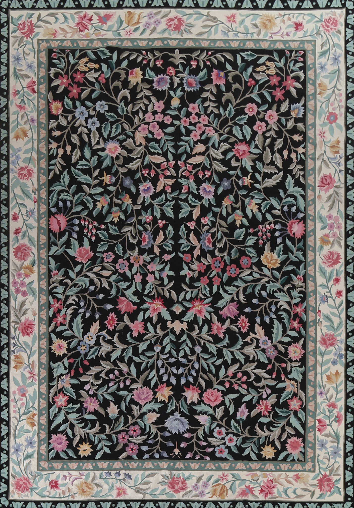 Vegetable Dye Floral Aubusson Oriental Area Rug 10x13