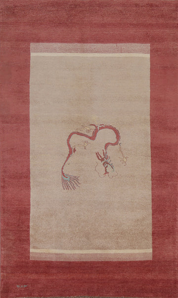 Animal Design Gabbeh Kashkoli Oriental Area Rug 5x8