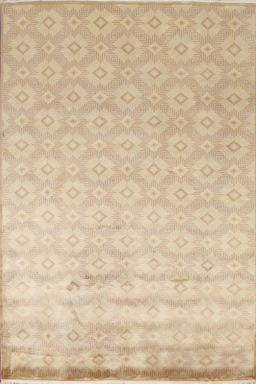 Vegetable Dye Wool Nepalese Handmade Oriental Rug 6x9