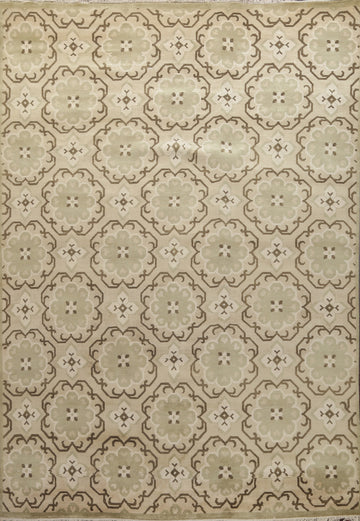 Green Wool Abstract Oriental Area Rug 8x11